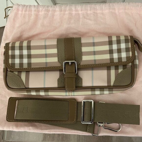 Burberry Pink Nova Check Convertible Clutch Bag - Picture 1 of 4